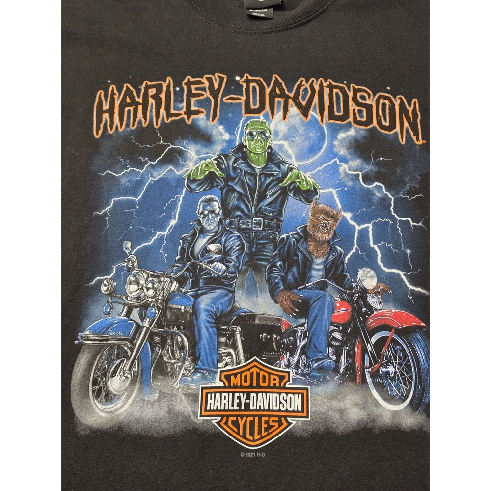 Harley Davidson Universal Monsters Frankenstein Wolfman T-Shirt Mens 3XL Black